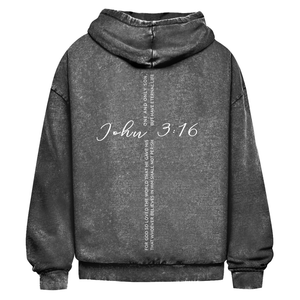 Oversize Washed Hoodie for god so loved the world john 3:16
