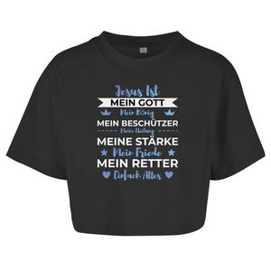 Damen Oversize Crop Top jesus ist mein gott