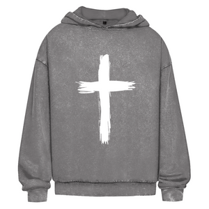 Oversize Washed Hoodie kreuz