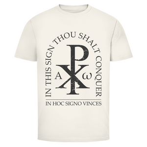 Herren T-Shirt in hoc signo vinces Christogramm