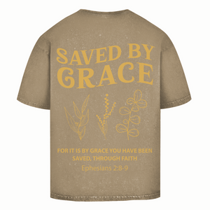Oversize Washed T-Shirt saved by grace ehpesians 2:8-9