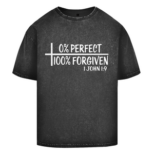 Oversize Washed T-Shirt 0% perfect 100% forgiven 1 john 1:9
