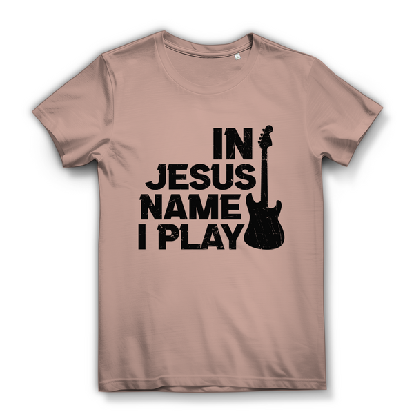 Damen Bio T-Shirt in jesus name i play guitarist