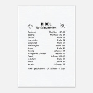 bibel notfallnummern Leinwandbild