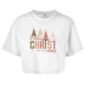 Damen Oversize Crop Top merry christmas
