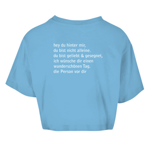 Damen Oversize Crop Top hey du hinter mir