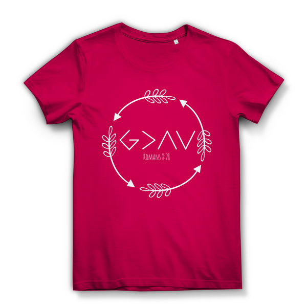 Damen Bio T-Shirt god greater than highs lows romans 8:28