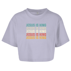 Damen Oversize Crop Top jesus is king vintage