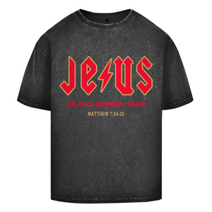 Oversize Washed T-Shirt jesus the rock matthew 7:24-25
