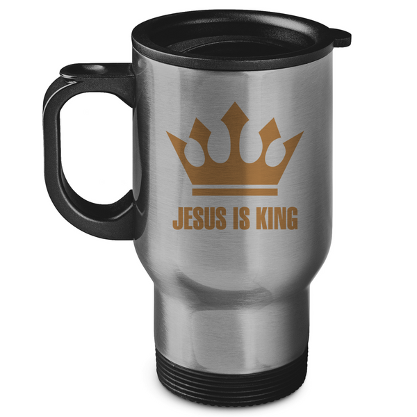 Edelstahl-Thermobecher jesus is king krone