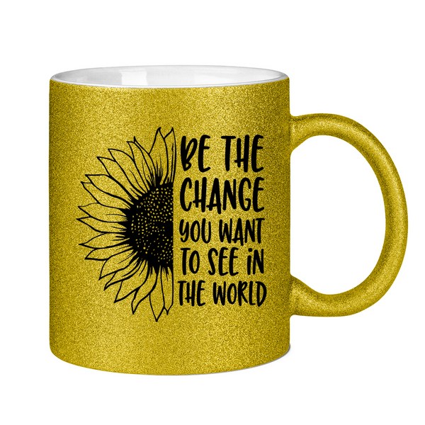 Glitzertasse sonnenblume be the change