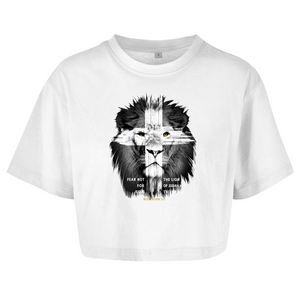 Damen Oversize Crop Top fear not for jesus revelation 5:5