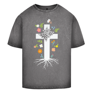 Oversize Washed T-Shirt kreuz roots