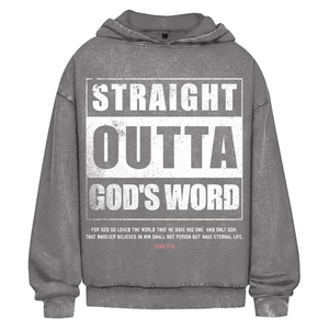 Oversize Washed Hoodie straight outta gods word john 3:16
