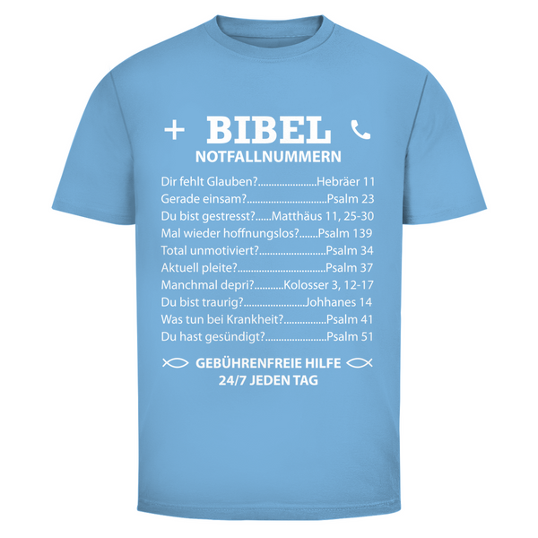 Herren T-Shirt bibel notfallnummern