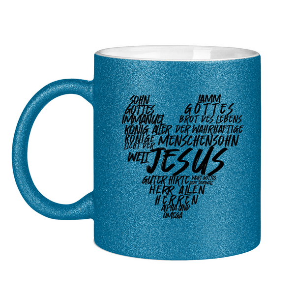 Glitzertasse jesus herz wordcloud