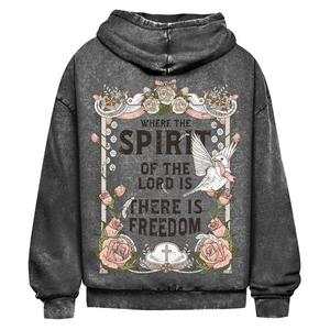 Oversize Washed Hoodie where the spirit of the lord