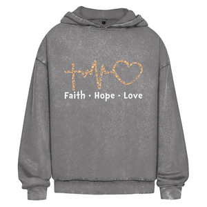 Oversize Washed Hoodie faith hope love