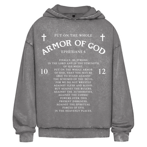 Oversize Washed Hoodie armor of god ephesians 6