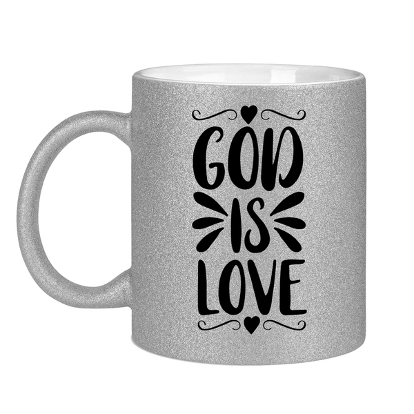 Glitzertasse god is love