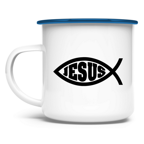 Emaille Tasse Ichthys fisch christliches symbol