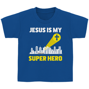 Kinder T-Shirt jesus is my superhero