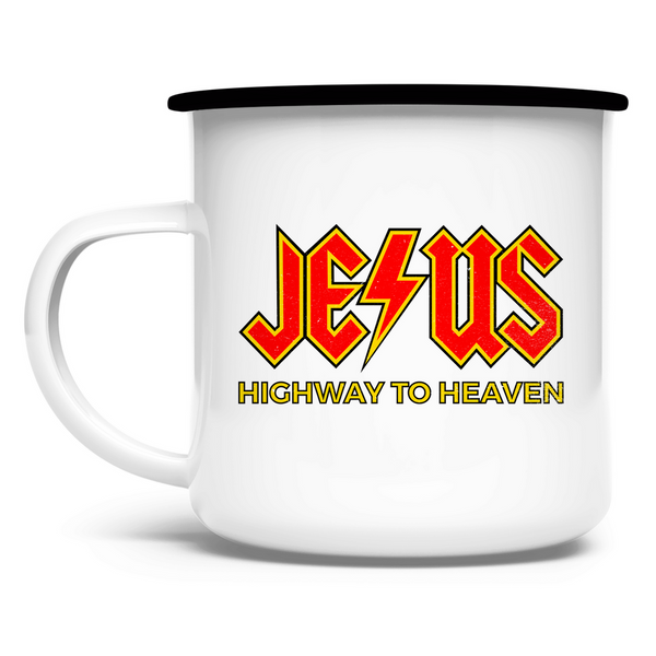 Emaille Tasse jesus highway to heaven