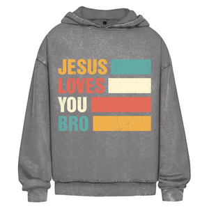 Oversize Washed Hoodie jesus loves you bro