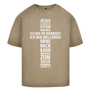 Oversize Washed T-Shirt jesus: ich bin das leben johannes 14:6