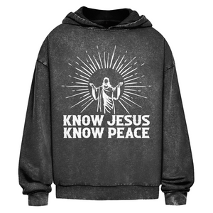Oversize Washed Hoodie know jesus know peace