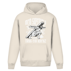 Oversize Hoodie Ohne Kordel mein superheld trug ein kreuz