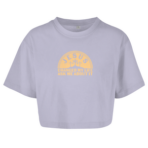 Damen Oversize Crop Top jesus chaged my life