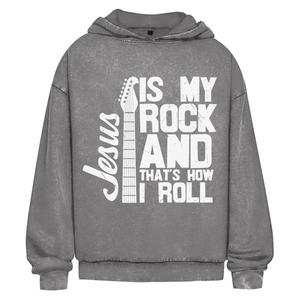 Oversize Washed Hoodie jesus is my rock guitarist