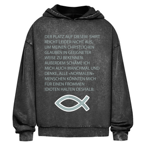 Oversize Washed Hoodie ICHTHYS spruch