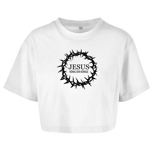 Damen Oversize Crop Top jesus könig der könige dornenkrone