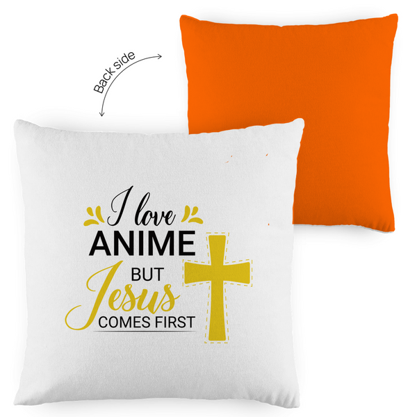 Kopfkissen zweifarbig i love anime but jesus comes first