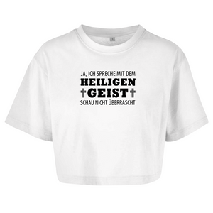 Damen Oversize Crop Top ich spreche mit dem heiligen geist