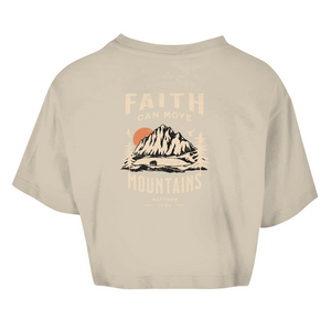 Damen Oversize Crop Top faith can move mountains matthew 17:20