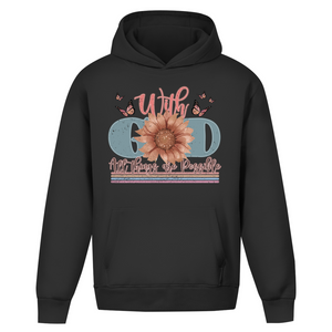 Oversize Hoodie Ohne Kordel with god all things are possible