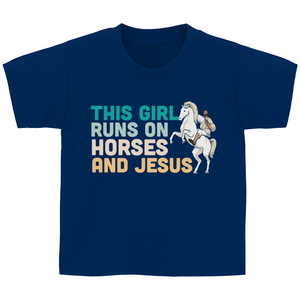 Kinder T-Shirt this girl runs on horses and jesus
