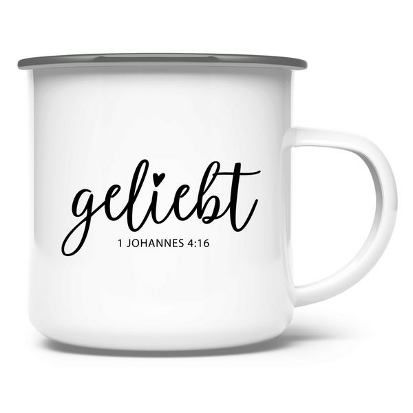 Emaille Tasse geliebt 1 johannes 4:16