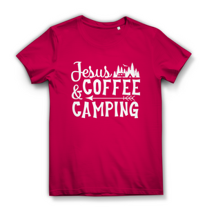 Damen Bio T-Shirt jesus coffee camping