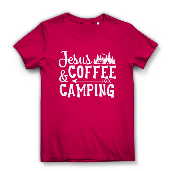 Damen Bio T-Shirt jesus coffee camping