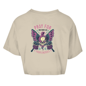 Damen Oversize Crop Top pray for your enemies matthew 5:44