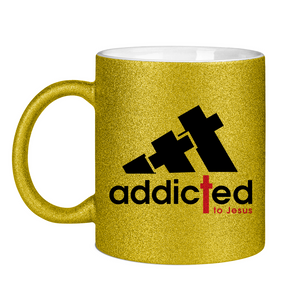 Glitzertasse addicted to Jesus