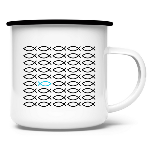 Emaille Tasse Ichthys fisch christliches symbol