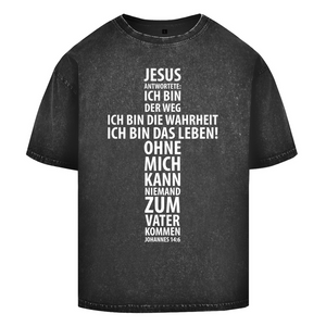 Oversize Washed T-Shirt jesus: ich bin das leben johannes 14:6