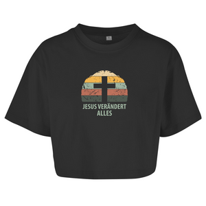 Damen Oversize Crop Top jesus verändert alles