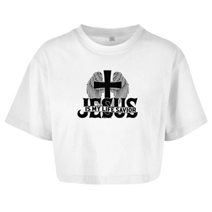 Damen Oversize Crop Top jesus is my life savior