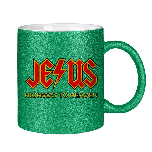 Glitzertasse jesus highway to heaven